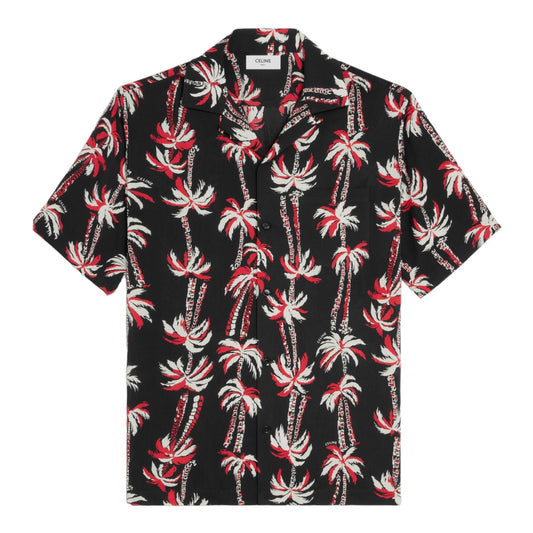 Celine Hawaiian Shirt in Graphic Palm Tree Print Viscose