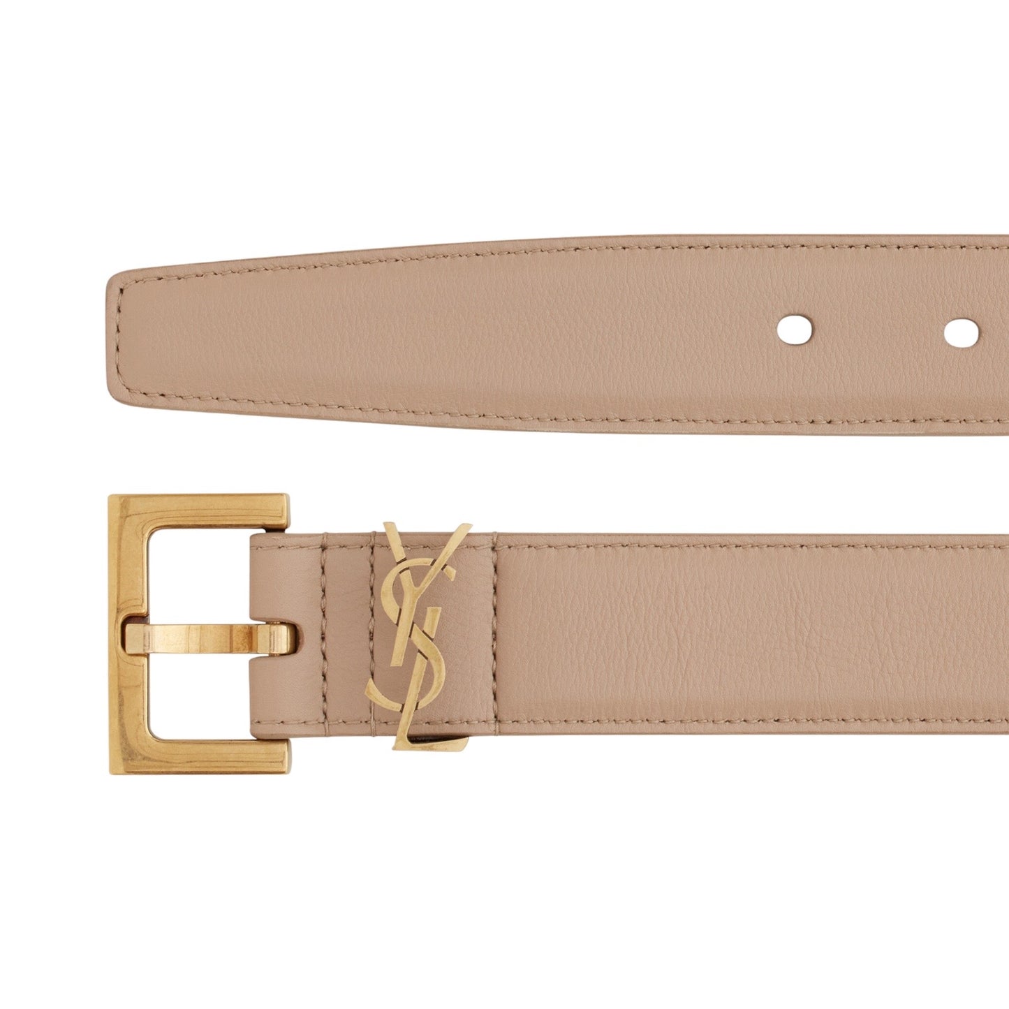 Saint Laurent Cassandre Belt with Square Buckle in Shiny Box Leather