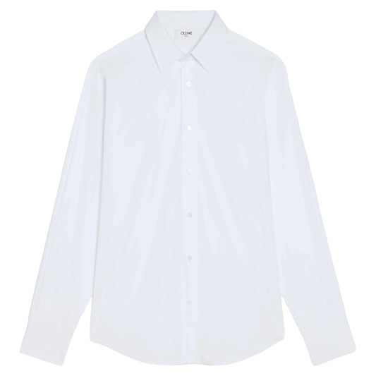 Celine Loose Shirt with Drugstore Collar and Edge-Stitching in Cotton Poplin