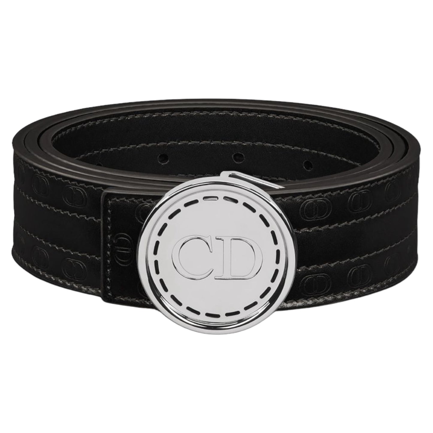 Dior CD Plaque Smooth Grained Leather Belt