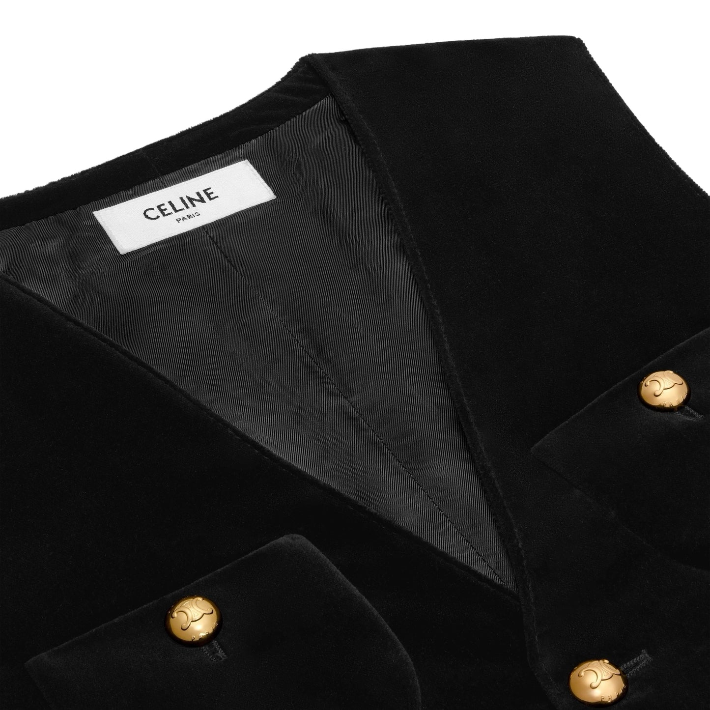 Celine V-Neck Waistcoat with 5 Buttons in Cotton Velvet