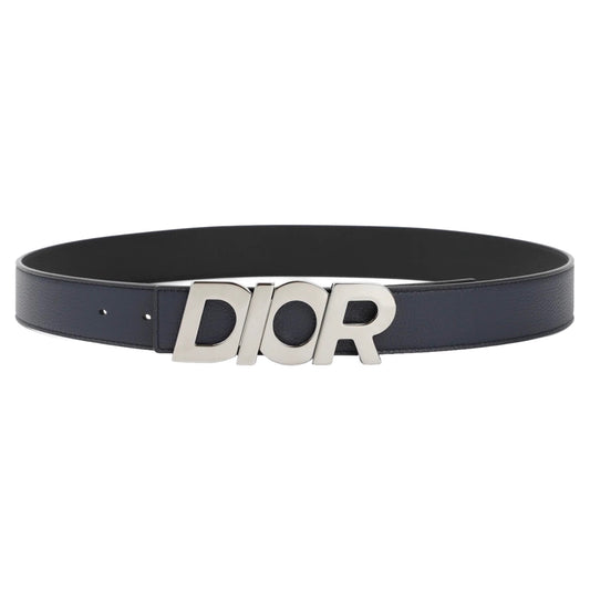 Dior Logo Plaque Belt in Smooth Grained Leather